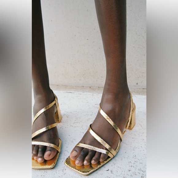 Brand NEW metallic gold Zara sandals. Available in EU 6/US 6 and EU 37/US 6.5. - Picture 5 of 8
